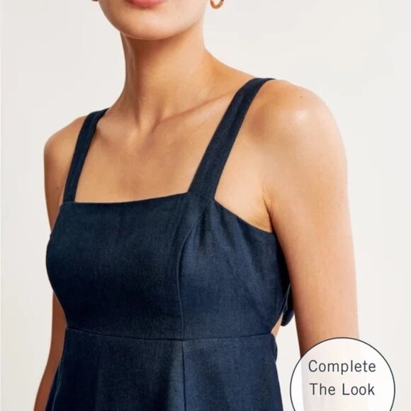 Abercrombie Premium Linen Bow Back Maxi Dress - Picture 4 of 7